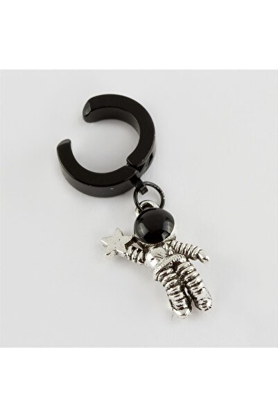 ZERO LAND Nrzsnt Astronaut Figured Magnetic Steel Men's Earrings Pinch-On 1 (131017) Piece-Silver Color