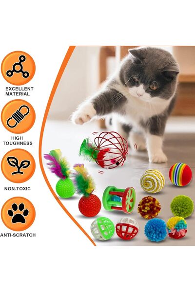 genernic Interactive Cat Toys - 30-Piece Variety Set with Teaser Wand, Cat Tunnel, Tent and Fish Toy (SKY-TOU