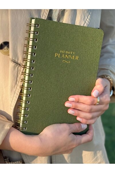 Copyder A5 Spiral Linen Undated Planner Agenda Green Color Infinity Planner Fountain Pen Compatible