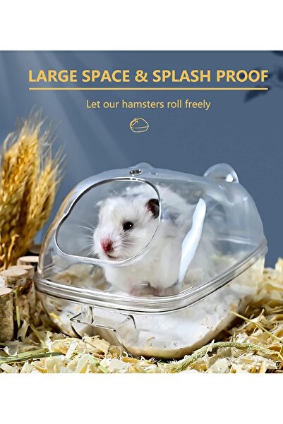 genernic Transparent Durable Plastic Sand Bath with Scoop for Dwarf Hamsters (14×9×9 cm)