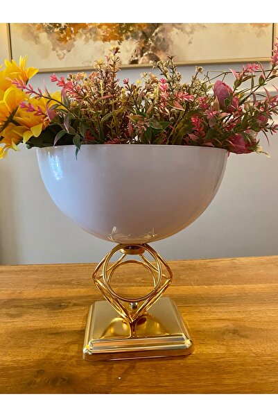 Decodelight Decorativ, geometric, sârmă aurie, decorată, cu picioare, sferă cu diametrul de 20 cm, modele moderne de vază, decor