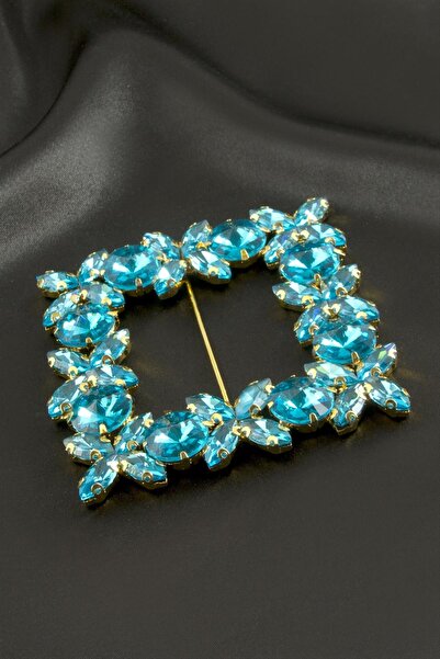 ZERO LAND Nrzsnt Flower Square Stone (130751) Belt Buckle-Blue