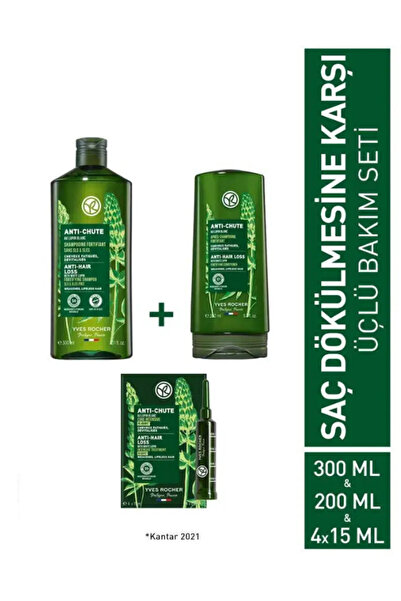 Yves Rocher Saç Dökülmesine Karşı Prebiyotik 3’lü Set Şampuan Krem Vitamin B6 Kür Güçlendirici Vegan Bakım