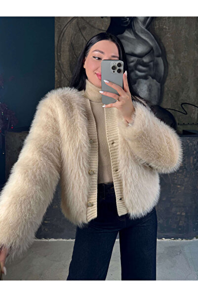 missswans Rowena Düğme Ve Yaka Detaylı Cepli Kısa Mont Krem