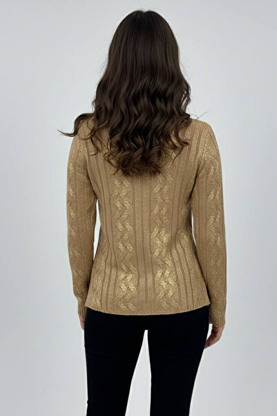 oshebu Pulover tricotat cu cu fantă pliuri pentru femei