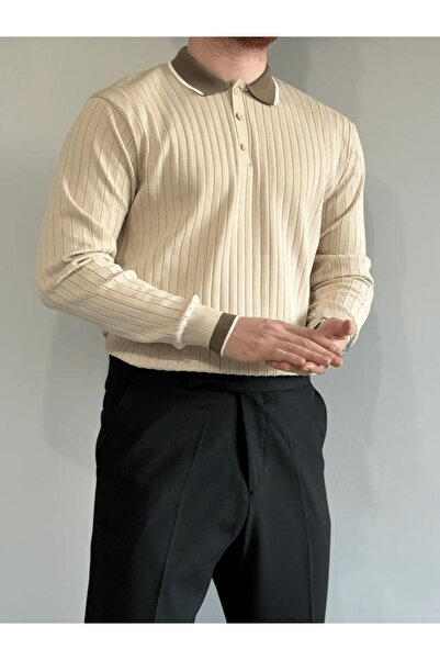 MENOFOURSWEAR Old Money Premium Long Sleeve Men's Knitwear Sweater Cream