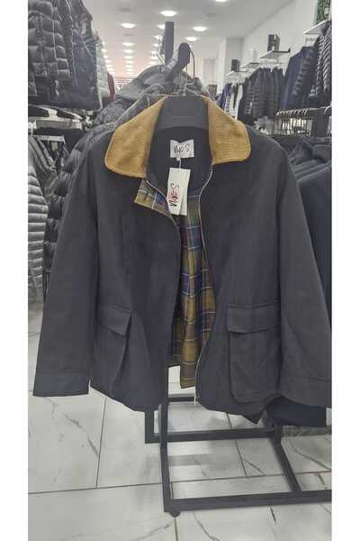 NOXS MODAM LUXURY | Kadife Yaka Astarlı Fermuarlı Lacivert Şık Erkek Ceket