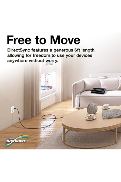 BoxWave DirectSync USB C Charge & Sync Cable for Nokia 2780 Flip – 6ft Black