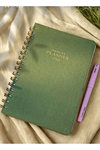 Copyder A5 Spiral Linen Undated Planner Agenda Green Color Infinity Planner Fountain Pen Compatible