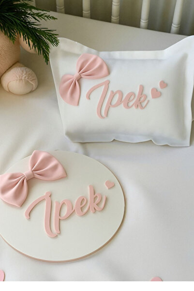 Yavuz Süs Fiyonk dekorlu Ahşap Kapı süsü & Yastık takımı