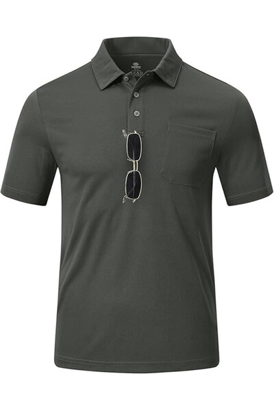 OEM MoFiz men's polo shirt, size S, polyester, short sleeves, dark gray