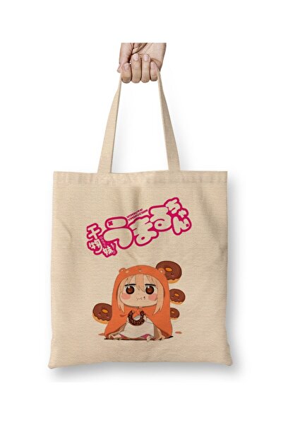 Toyaso Geantă de pânză albă Umaru Chan Donut Geantă de cumpărături cu mâner l...