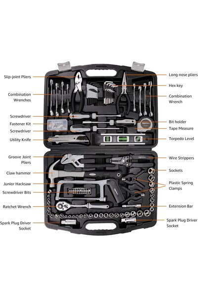 Amazon basics 173-Piece General Home and Mechanic Hand Tool Kit