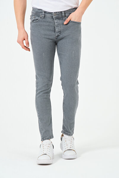 moda biz Чоловічі сірі джинси Slim Fit з прямими штанинами, зручний крій, бавовняні