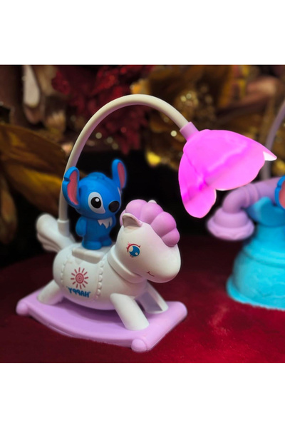 HEDİYEVİM Dekoratif Sevimli Stitch Tasarımlı Masa Lambası 2 Kademeli Usb Şarj...