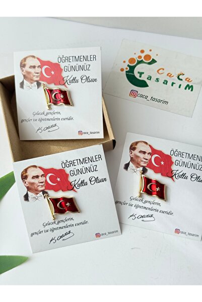 Wavy Turkish Flag Lapel Badge 5 pcs Teachers Day Card Boxed Brooch Gift