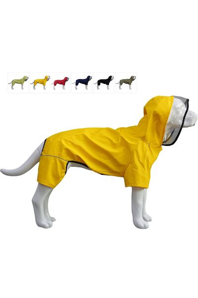 OEM Haină impermeabilă pentru câini Lovelonglong, L, nailon, căptușeală din fleece, benzi reflectorizante, galbenă