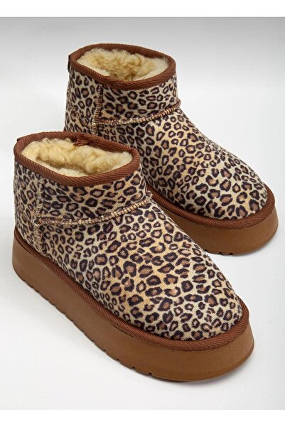 ASİMAN Donovan Leopar İçi Tüylü Düz Taban Mini Kadın Bot
