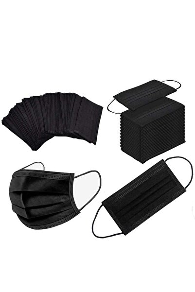 Kinmed كمامات كينميد الطبية عالية الجودة، ١٠٠ قطعة - كمامة سوداء بثلاث طبقات مع حلقات أذن مرنة