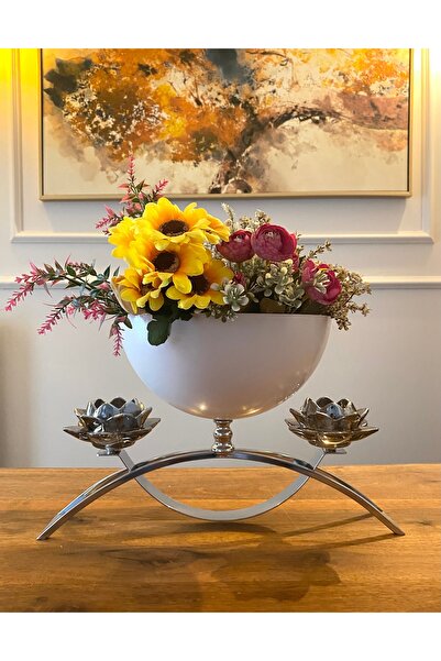 Decodelight مزهرية فاخرة حديثة بقطر 25 سم مع أرجل من الكروم المزخرف بالورود، ...