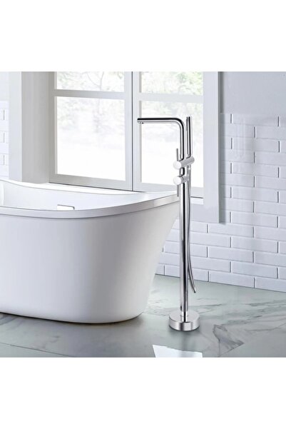 Arcora Baterie de cadă cu montare pe podea, rotație 360°, duș manual, crom,