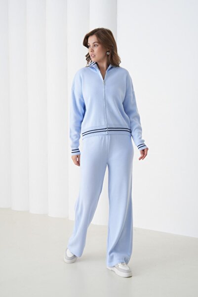 Noi Belis Mock Neck Zipper Detailed Cardigan Pants Knitwear Bottom-Top Set Aw25Au0028