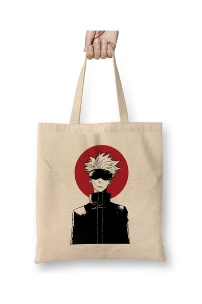 Toyaso Jujutsu Kaisen Satoru Gojo Біла тканинна сумка з довгими ручками Сумка для покупок Сумка для пляжу