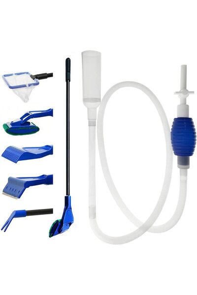 GREENJOY مجموعة تنظيف أحواض السمك - مكشطة طحالب 5 في 1 وشفاط حصى بطول 2 متر