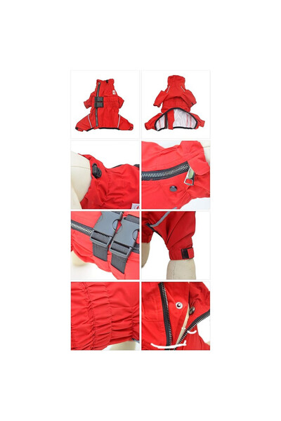 OEM Haină impermeabilă Lovelonglong pentru câini, mărimea S, pentru câini de talie mică, căptușeală din fleece, benzi reflectorizante, roșie