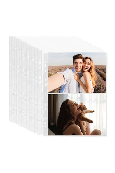 Anyingkai Set 100 de huse foto transparente A4, 2 compartimente pe coală