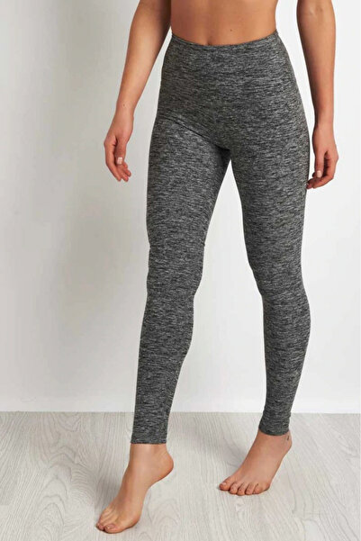 embody Ladies high-waisted fitness tights, marl grey, one size, S/M