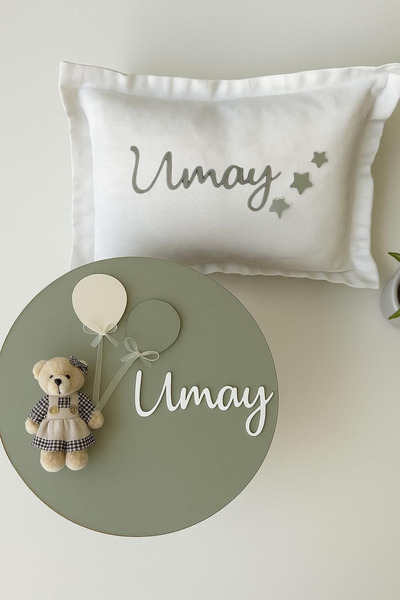 Yavuz Süs Ahşap renkli Kapı süsü & Takı Yastığı Takım