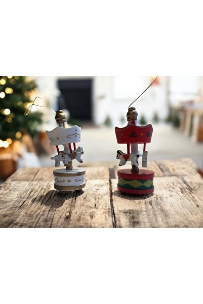 Bukiro 2Pcs Carousel Christmas Ornament Merry-Go-Round Christmas Tree Ornament
