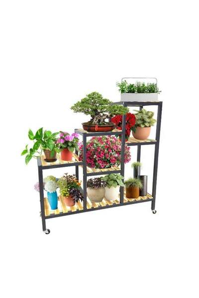 Alcoach طاولة حامل نباتات متعددة الطبقات للاستخدام الداخلي والخارجي - شرفة غر...