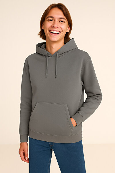MARKATEM Hooded Kangaroo Pocket 3-Thread Cotton Combed Sweatshirt