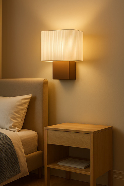 Rekatech Beyaz Akşam Duvar Lambası - Kablolu, Sıcak Işık Yayan Dekoratif Yatak Odası Lambası (E14 Duy)