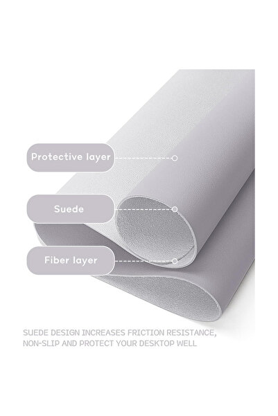 OEM Mousepad, YSAGi, multifuncțional, 80x40 cm, impermeabil, piele, bază antiderapantă, gri