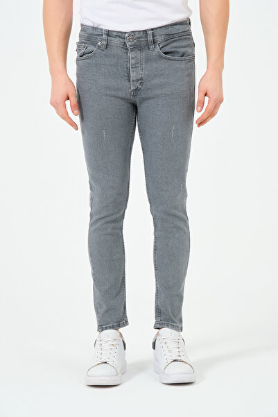 moda biz Чоловічі сірі джинси Slim Fit з прямими штанинами, зручний крій, бавовняні