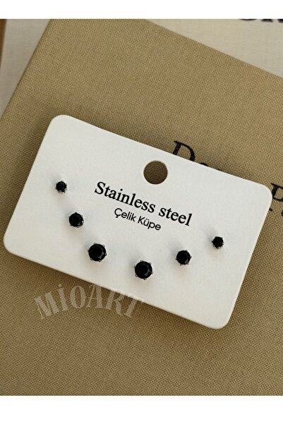 MioArt Women's 6-Piece Single Stone Earrings