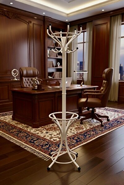 HOMEBELLA Premium Beyaz Metal Portmanto Askılık Hol Antre Büro Ofis Rack Hanger Fabrikadan 100kg Taşıma