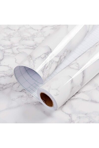 Hode Autocolant pentru mobilă cu efect de marmură albă, PVC autoadeziv, imper...