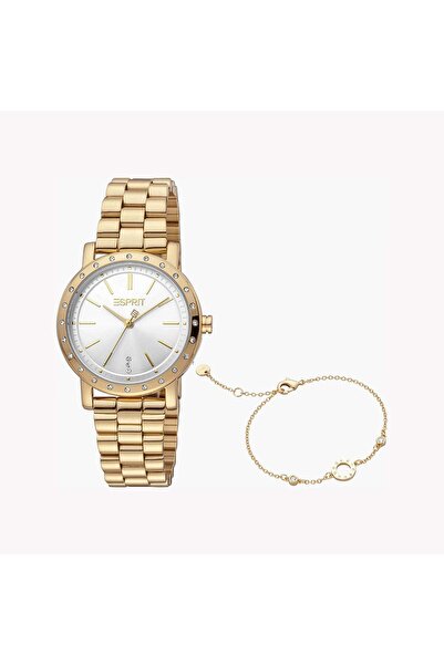 Esprit Women's Gold Stainless Steel Watch, Silver Dial | Es1l191m0015
