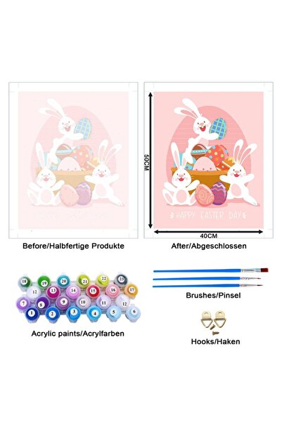 SHUIBIAN paint-by-numbers set, Easter bunny, 40x50 cm, acrylic paint, without frame