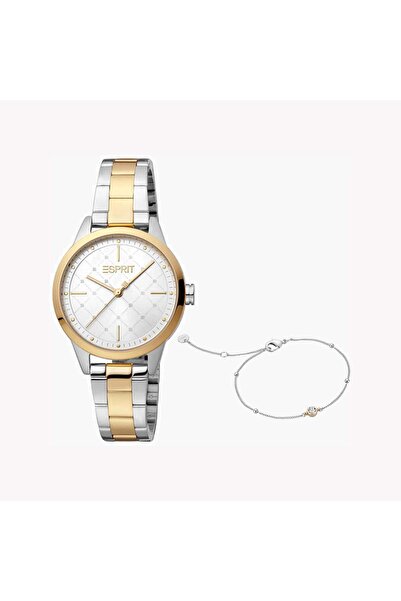 Esprit Women's Silver & Gold Stainless Steel Watch, Silver Dial | Es1l165m0025