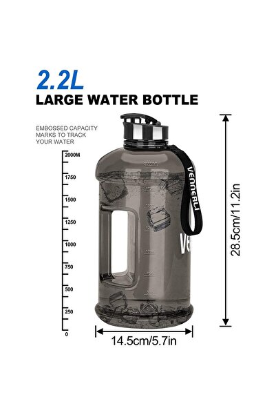 OEM Vennerli drinking bottle, 2.2 liters. Anti-drip, 28.5 x 14.5 cm, black