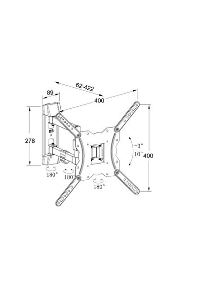Well TVS-LCD-SW355-WL Adjustable Wall Mount for 23"-55" TVs, Black
