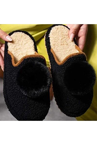 leon χειμερινές γυναικείες παντόφλες σπιτιού με πομπόν