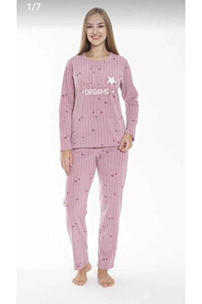 Estiva Corded Fabric Patterned Fleece Pajama Set