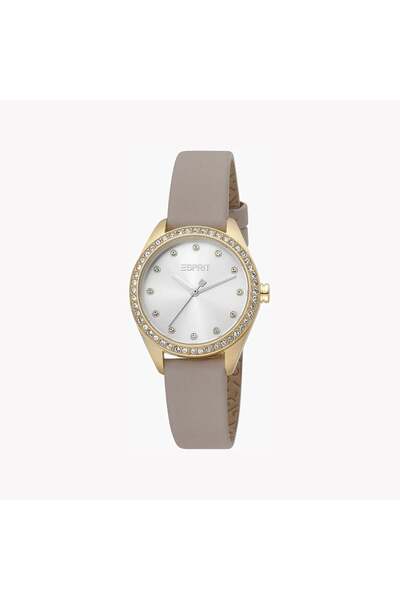 Esprit Women's Beige Leather Watch, Silver Dial | Es1l196m0025
