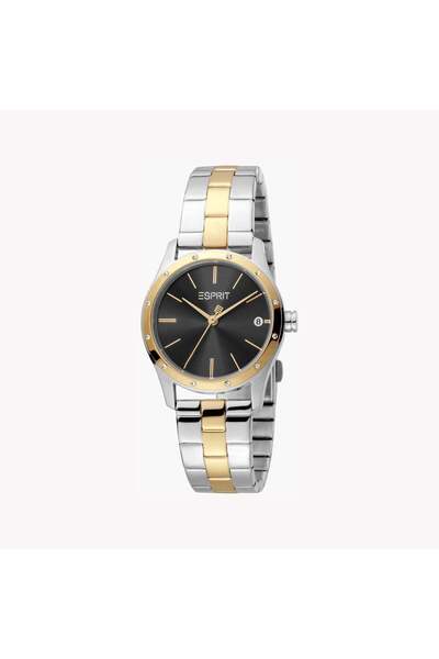 Esprit Women's Silver & Gold Watch, Black Dial | Es1l141m0015